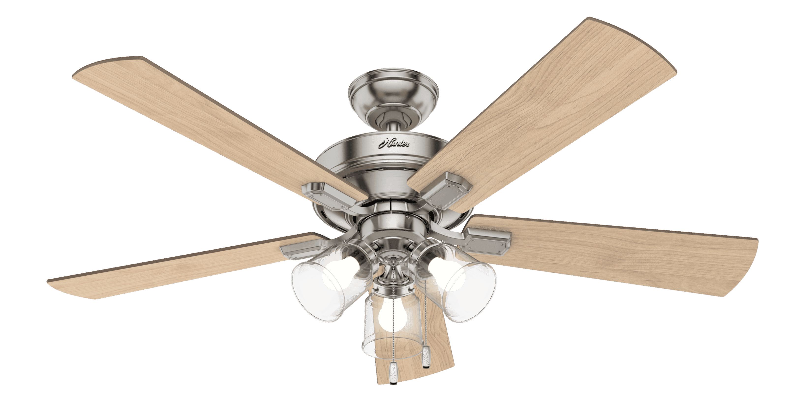 Hunter Crestfield 3-Light 52" Indoor Ceiling Fan in Brushed Nickel