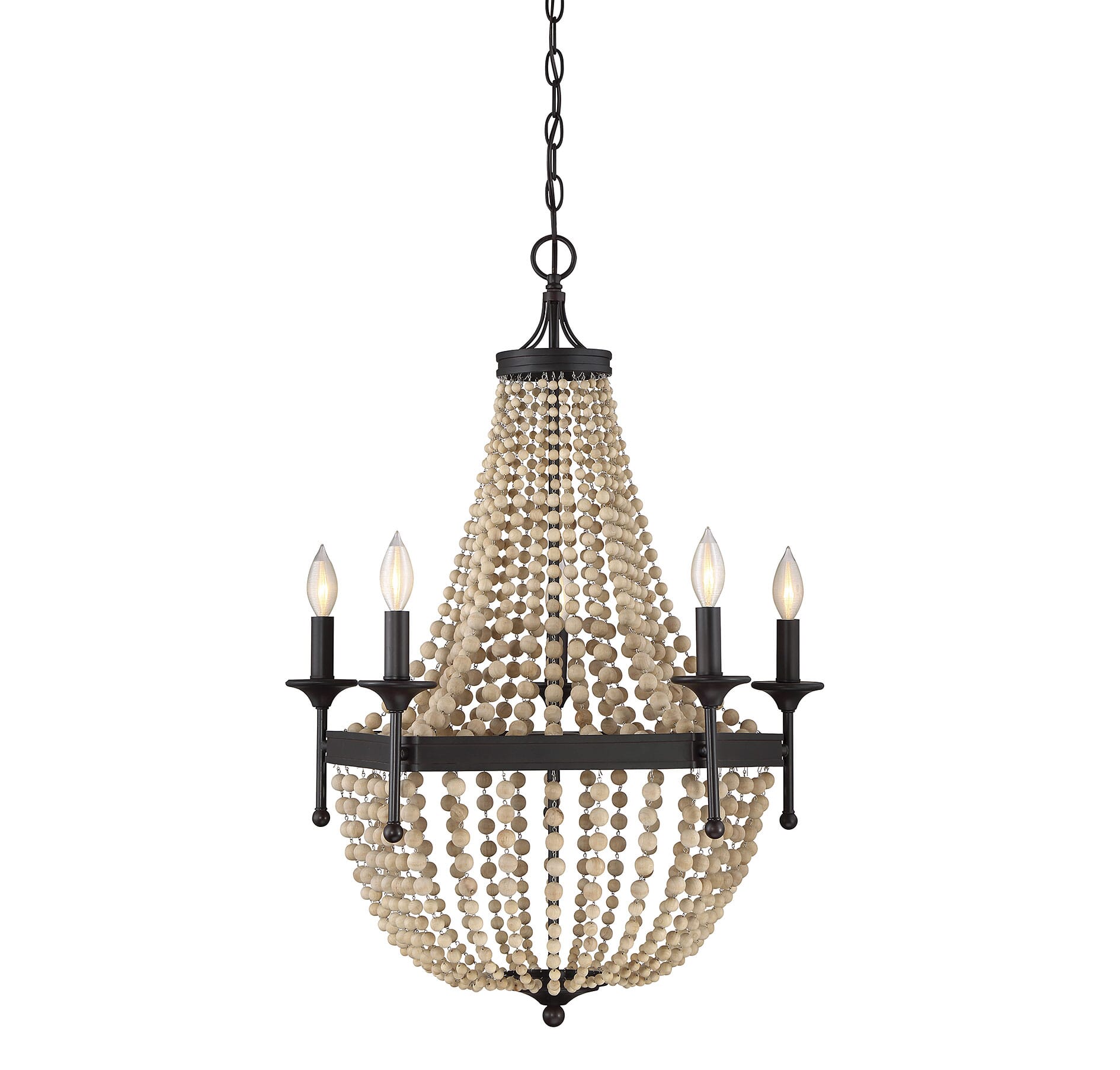 Trade Winds Homewood Wood Bead Chandelier in Oil Rubbed Bronze