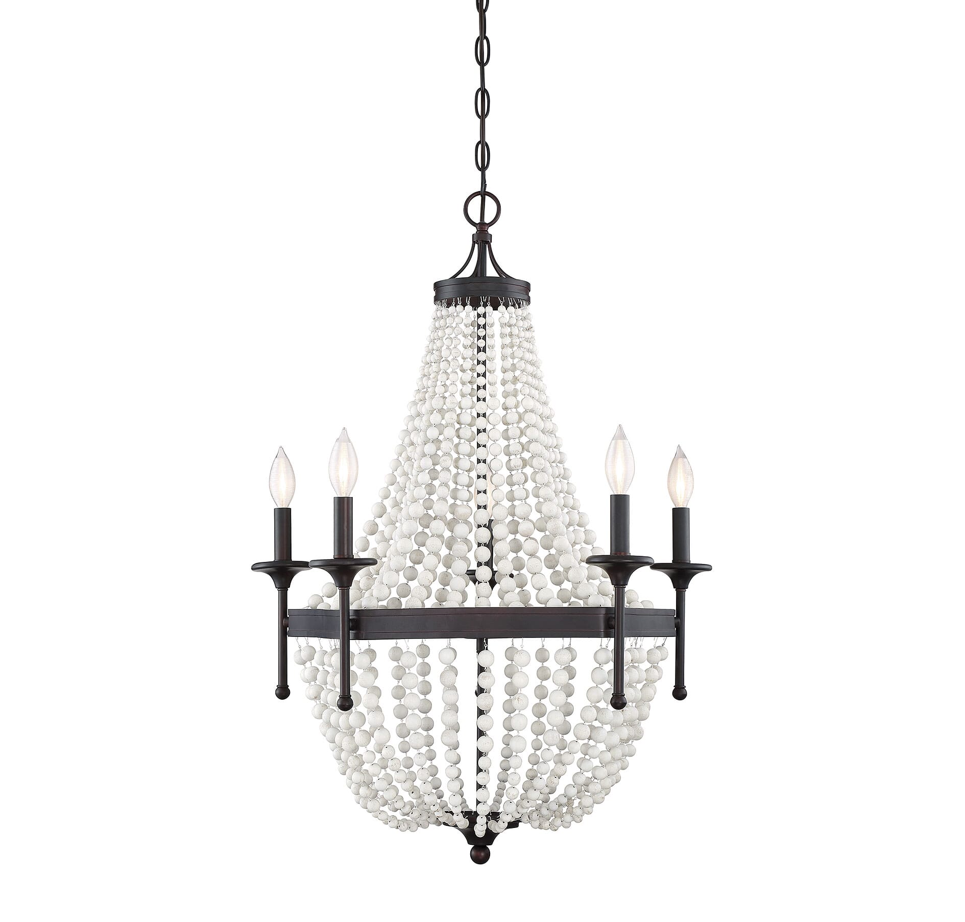 Trade Winds Homewood Wood Bead Chandelier in Oil Rubbed Bronze