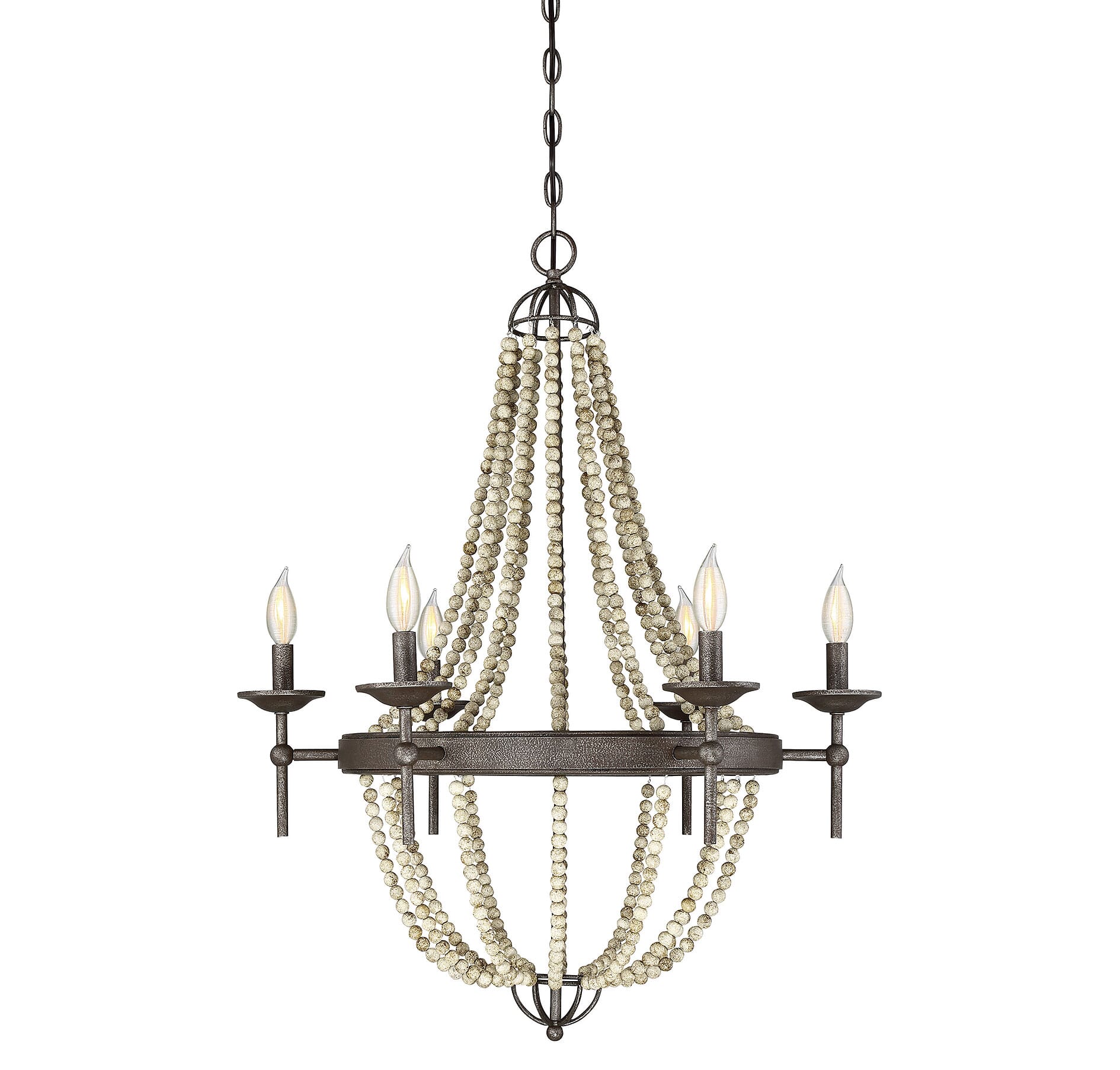 Trade Winds Fernbank 6-Light Chandelier in Fossil Stone