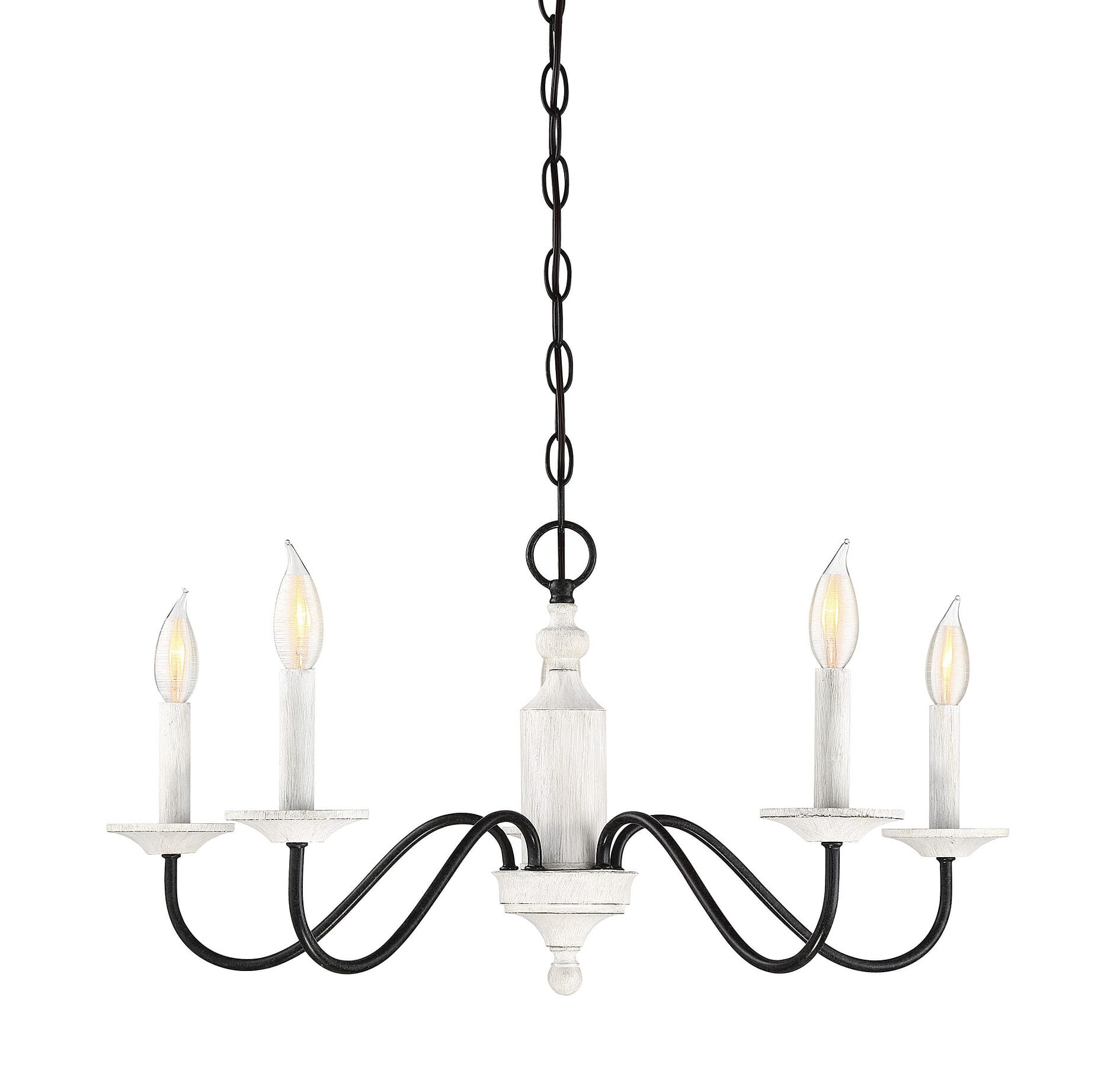 Trade Winds Foxwood Chandelier in Washed Wood and Iron