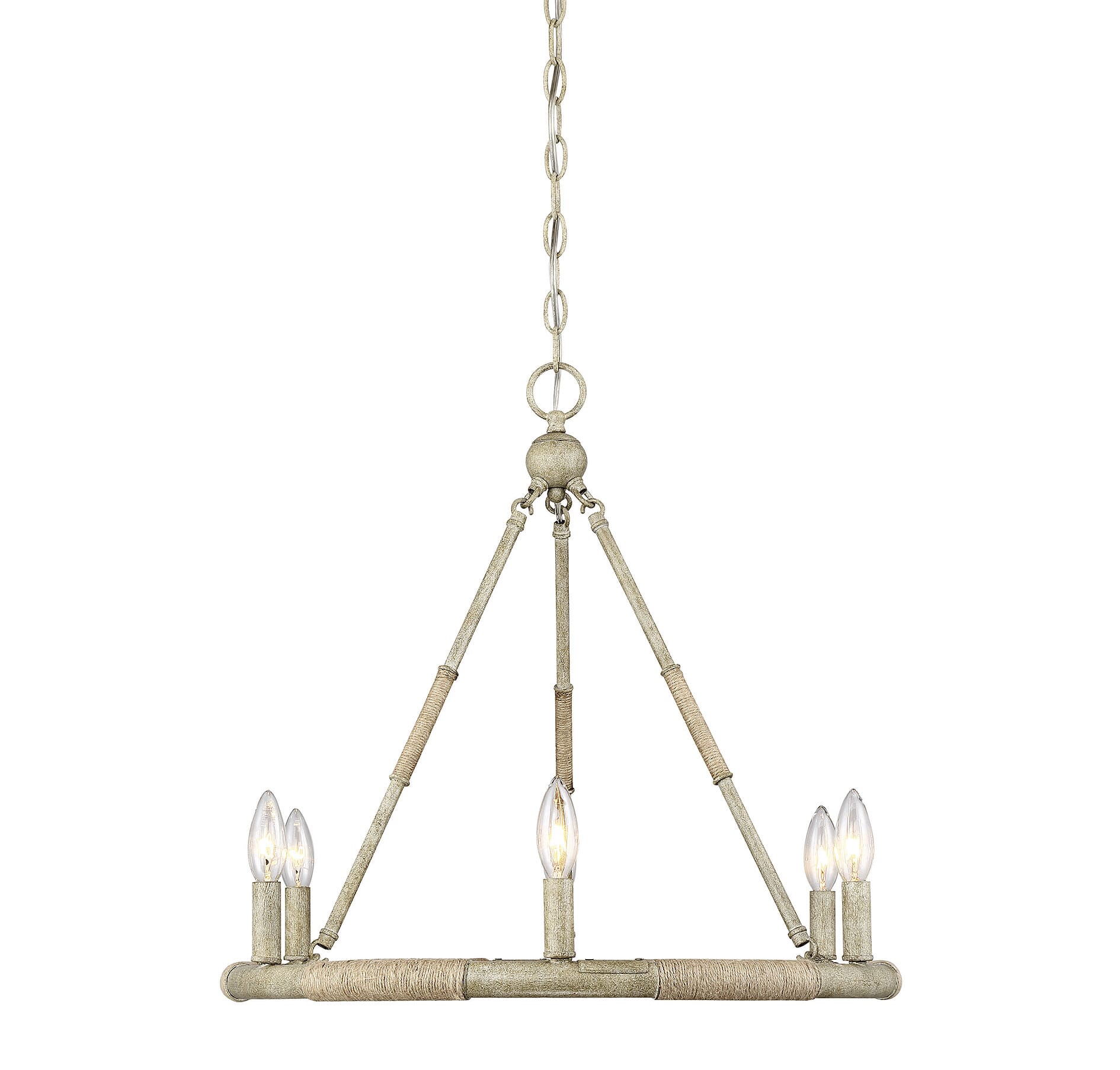 Trade Winds Mansfield Chandelier in Natural Wood and Rope