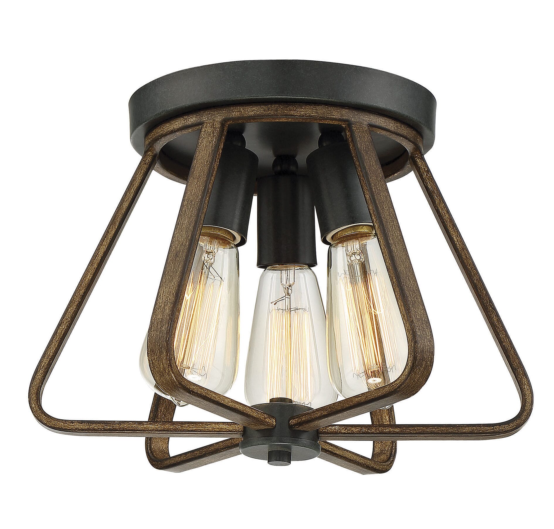 Trade Winds Westwood 3-Light 13" Ceiling Light in Weathered Wood with Copper