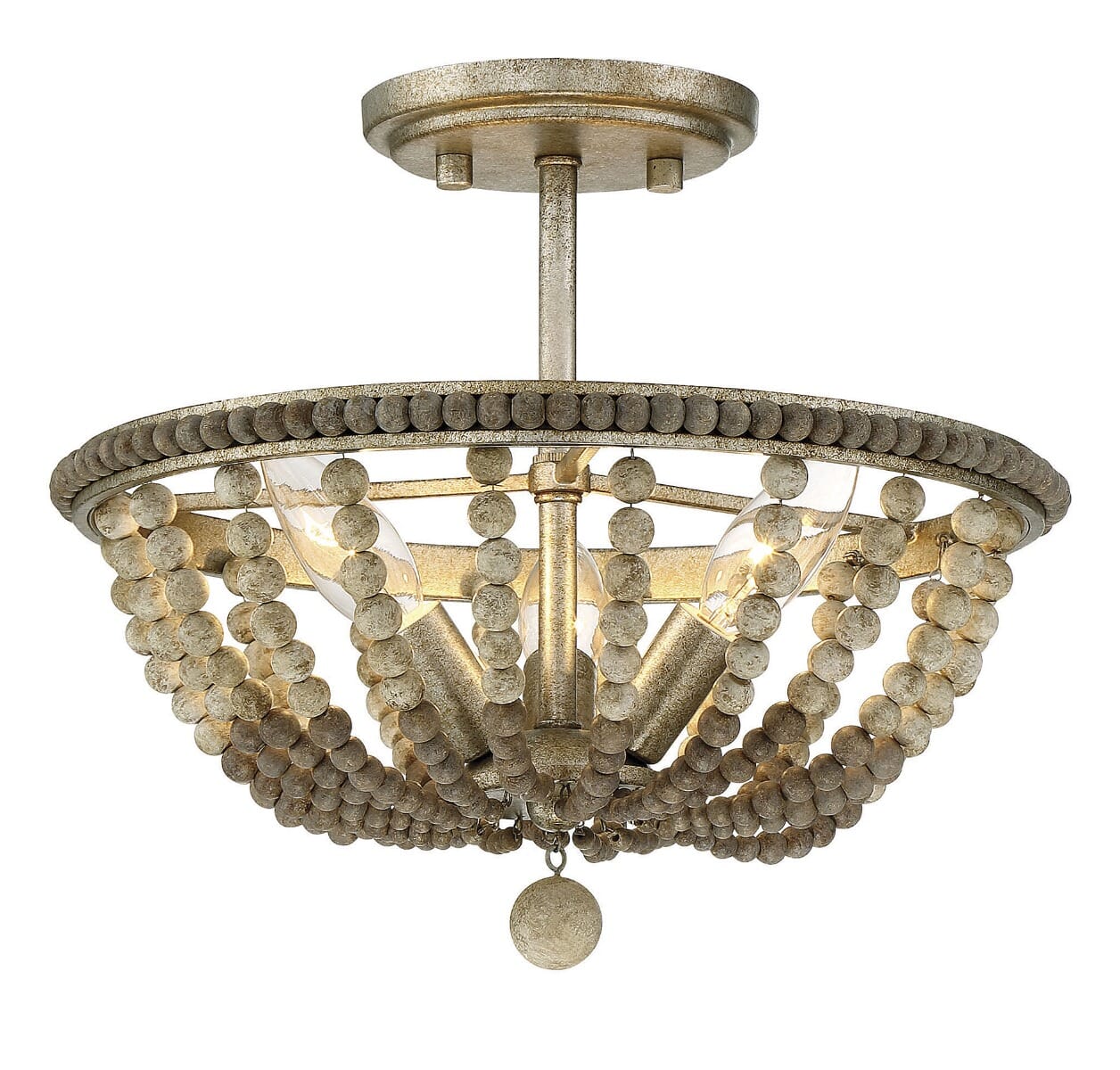 Trade Winds Rochelle 3-Light 13" Ceiling Light in Burnished Silver