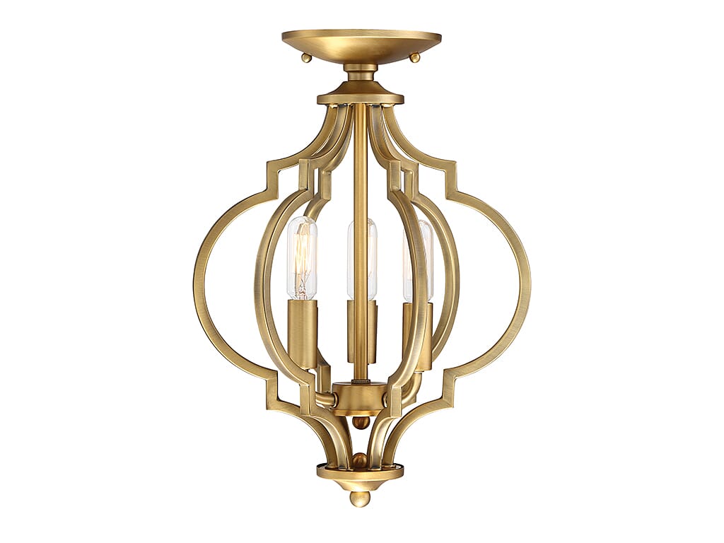 Trade Winds Darlene 3-Light Quatrefoil Ceiling Light in Natural Brass