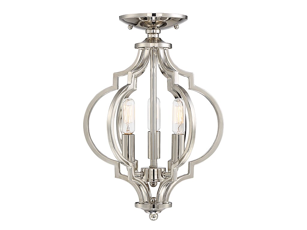 Trade Winds Darlene 3-Light Quatrefoil Ceiling Light in Polished Nickel