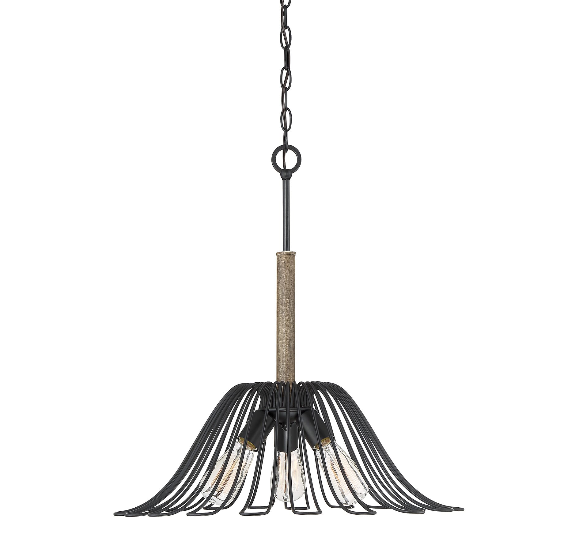 Trade Winds Chester 3-Light 22" Pendant in Wood with Black Accents