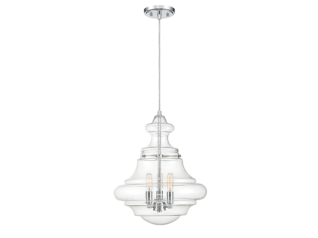 Trade Winds Clara Vintage Glass Pendant Light in Chrome