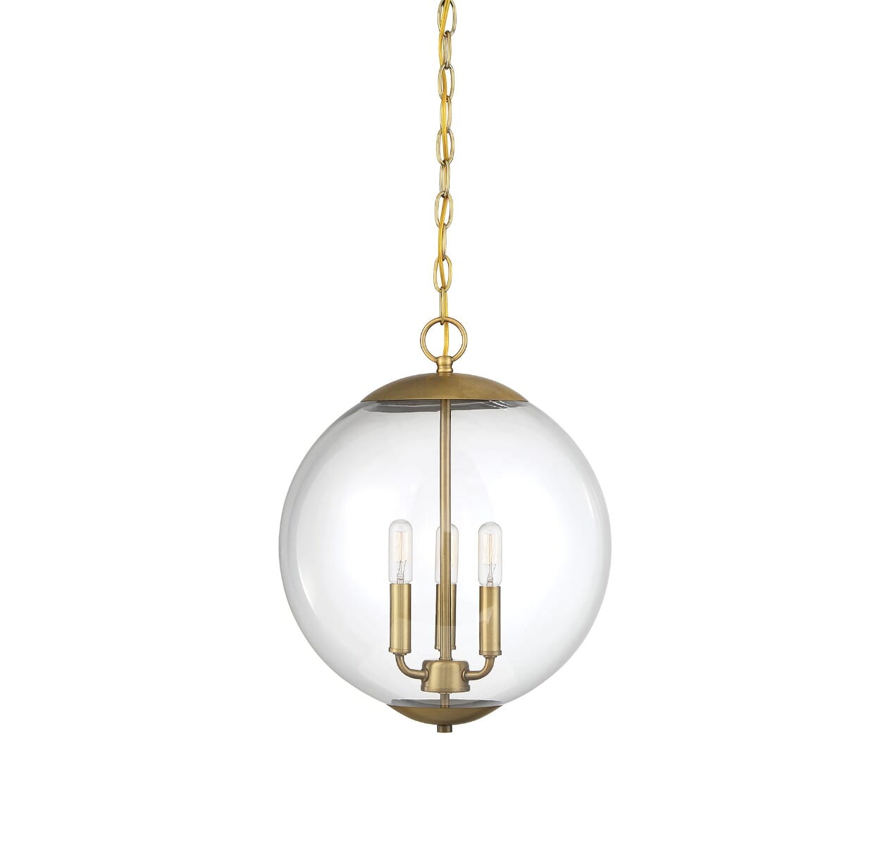 Trade Winds Katie Glass Globe Pendant in Natural Brass