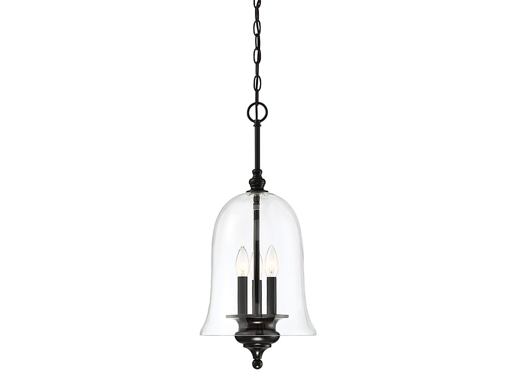 Trade Winds Claude Glass Bell Pendant Light in Matte Black