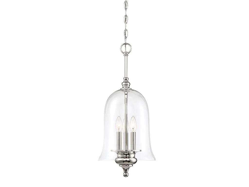 Trade Winds Claude Glass Bell Pendant Light in Polished Nickel