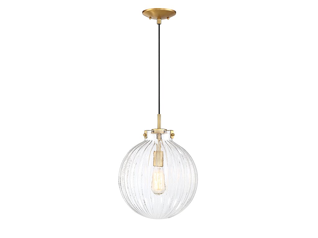 Trade Winds Nicole Glass Globe Pendant Light in Natural Brass