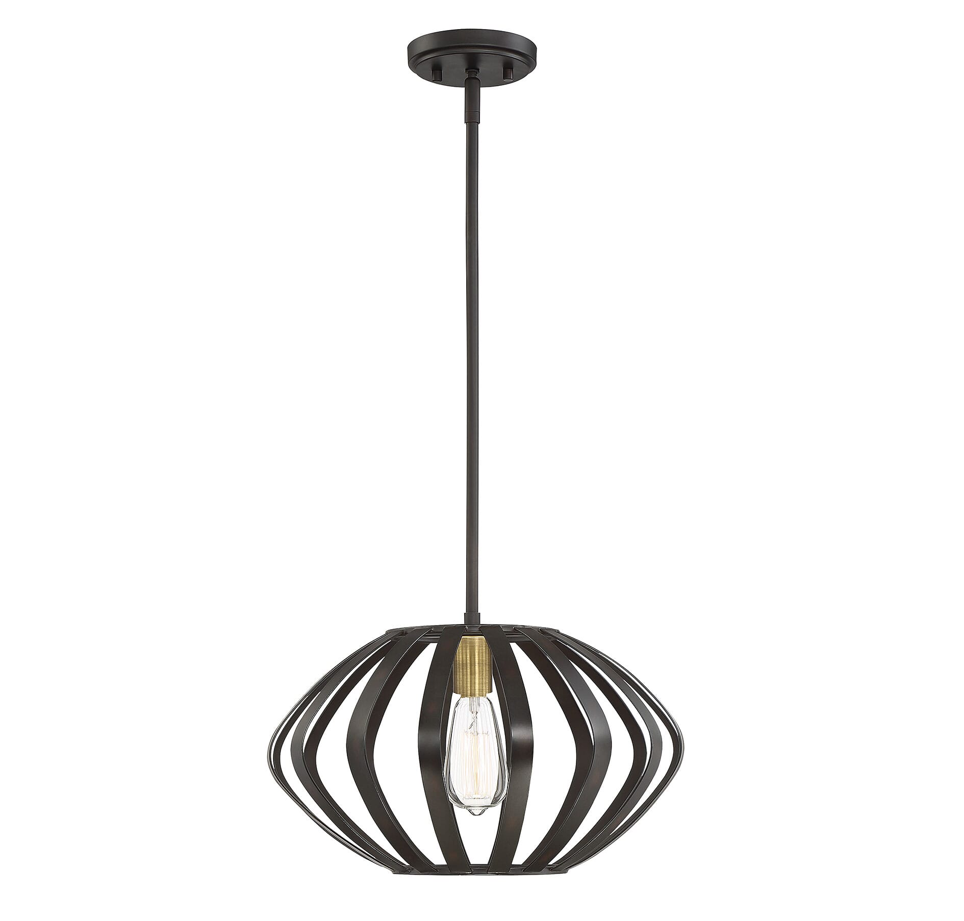 Trade Winds Josephine 16" Mini Pendant in Bronze Straps with Warm Brass Socket