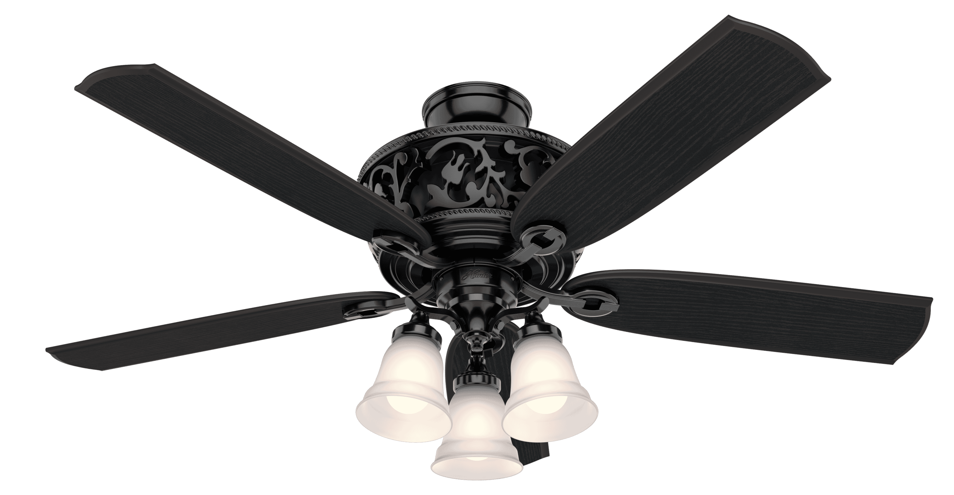 Hunter Promenade 3-Light 54" Indoor Ceiling Fan in Gloss Black