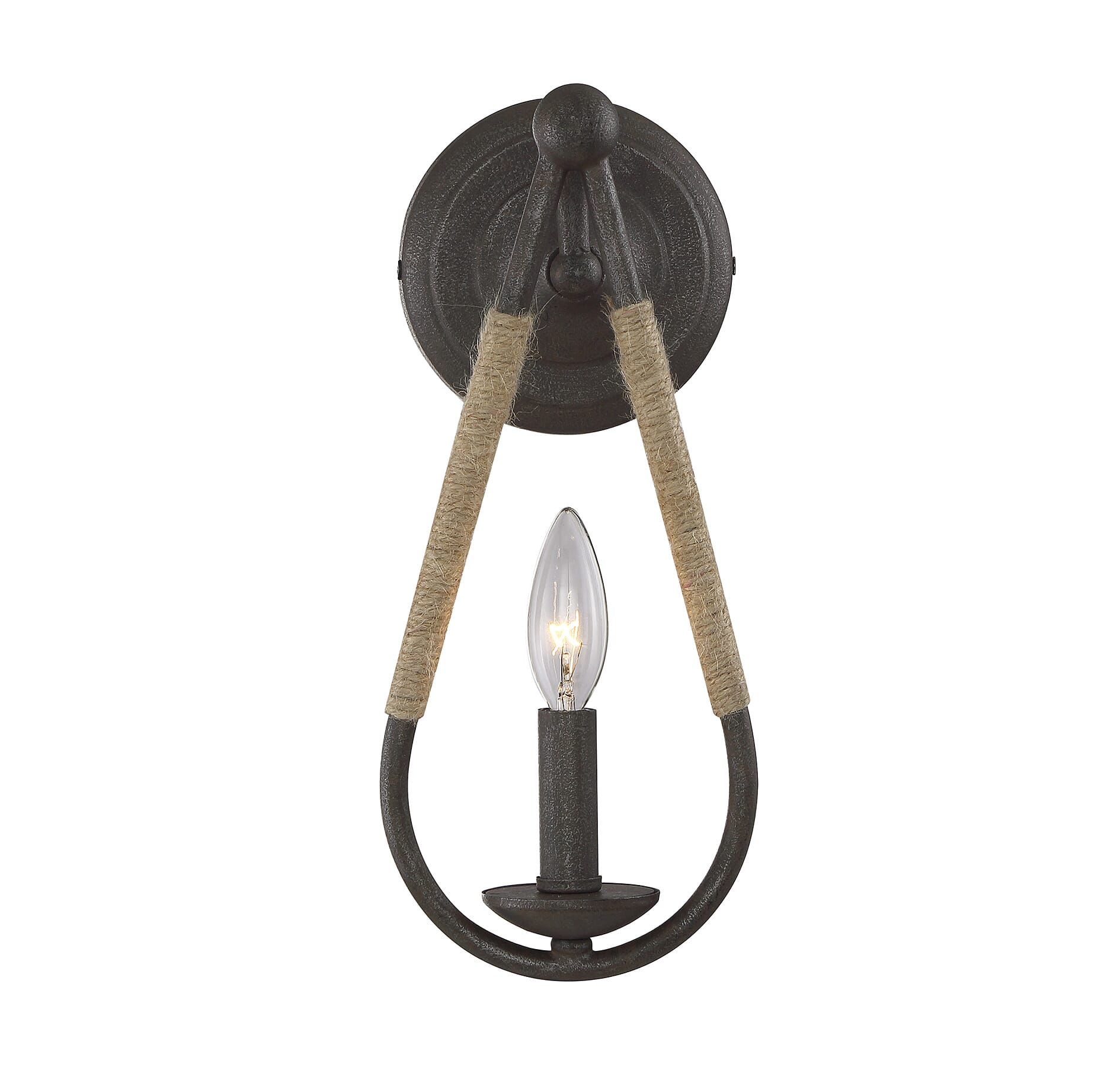 Trade Winds Krog Wall Sconce in Rusty Nail with Rope Accents