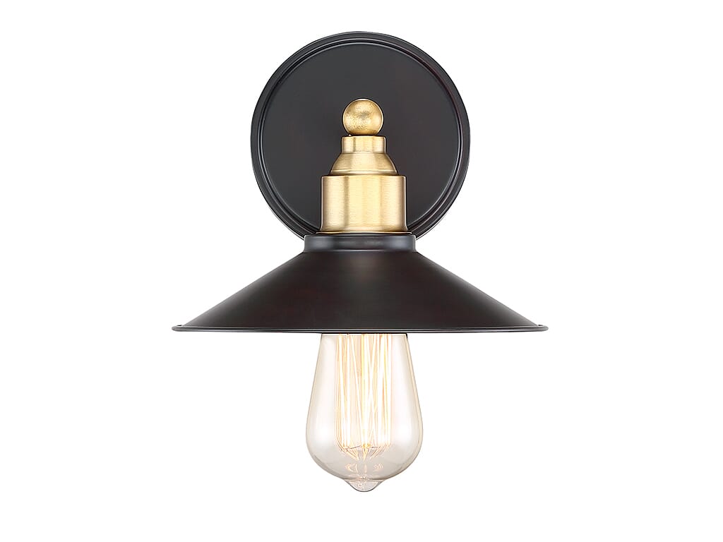 Trade Winds Farnsworth 7" Wall Sconce in Oil Rubbed Bronze with Brass Accents