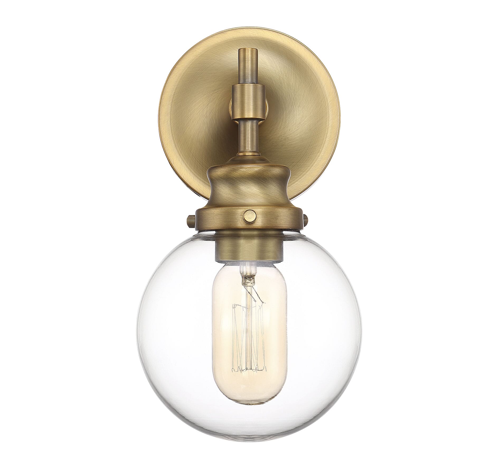 Trade Winds Chatham Glass Globe Wall Sconce in Natural Brass