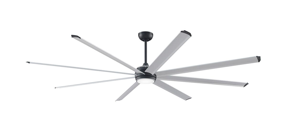 Fanimation Stellar 84 1-Light 8-Blade Ceiling Fan Motor (Only) in Black with Silver Accents