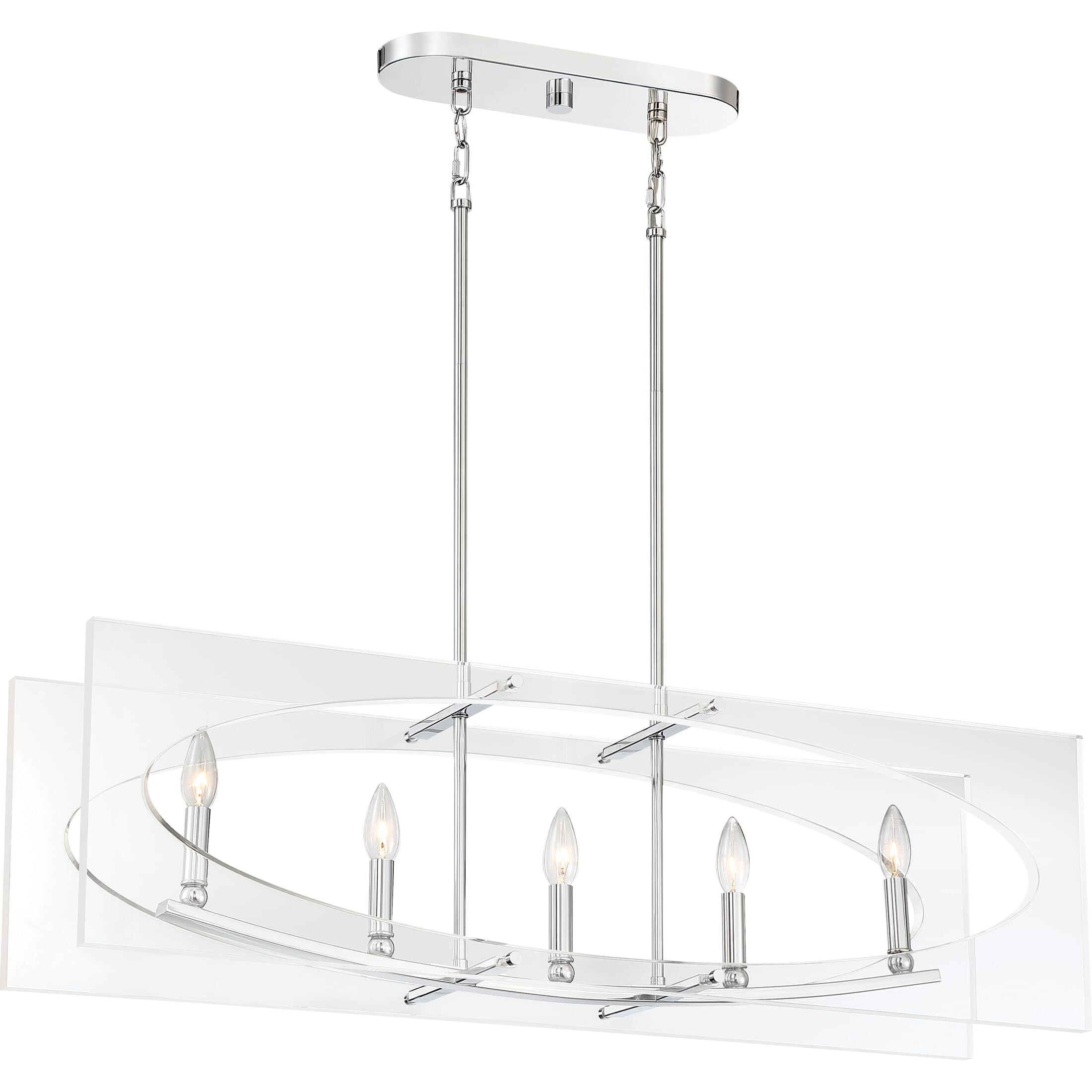 Quoizel Midpoint 5-Light 39" Kitchen Island Light in Polished Chrome