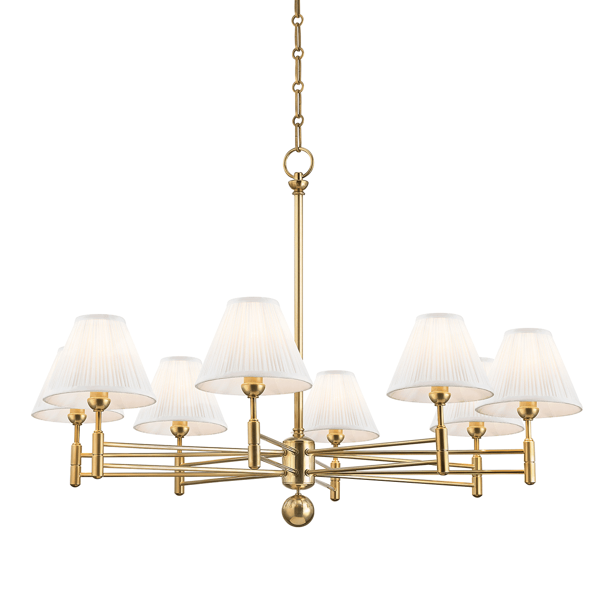 Hudson Valley Classic No.1 by Mark D. Sikes 40" 8-Light Chandelier in Aged Brass