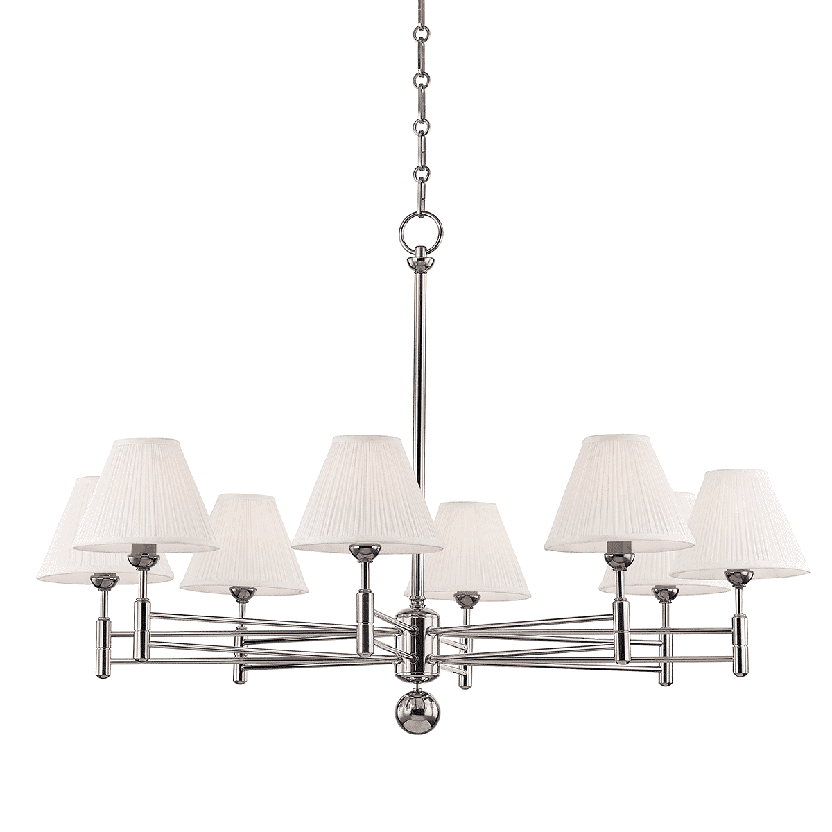 Hudson Valley Classic No.1 by Mark D. Sikes 40" 8-Light Chandelier in Polished Nickel