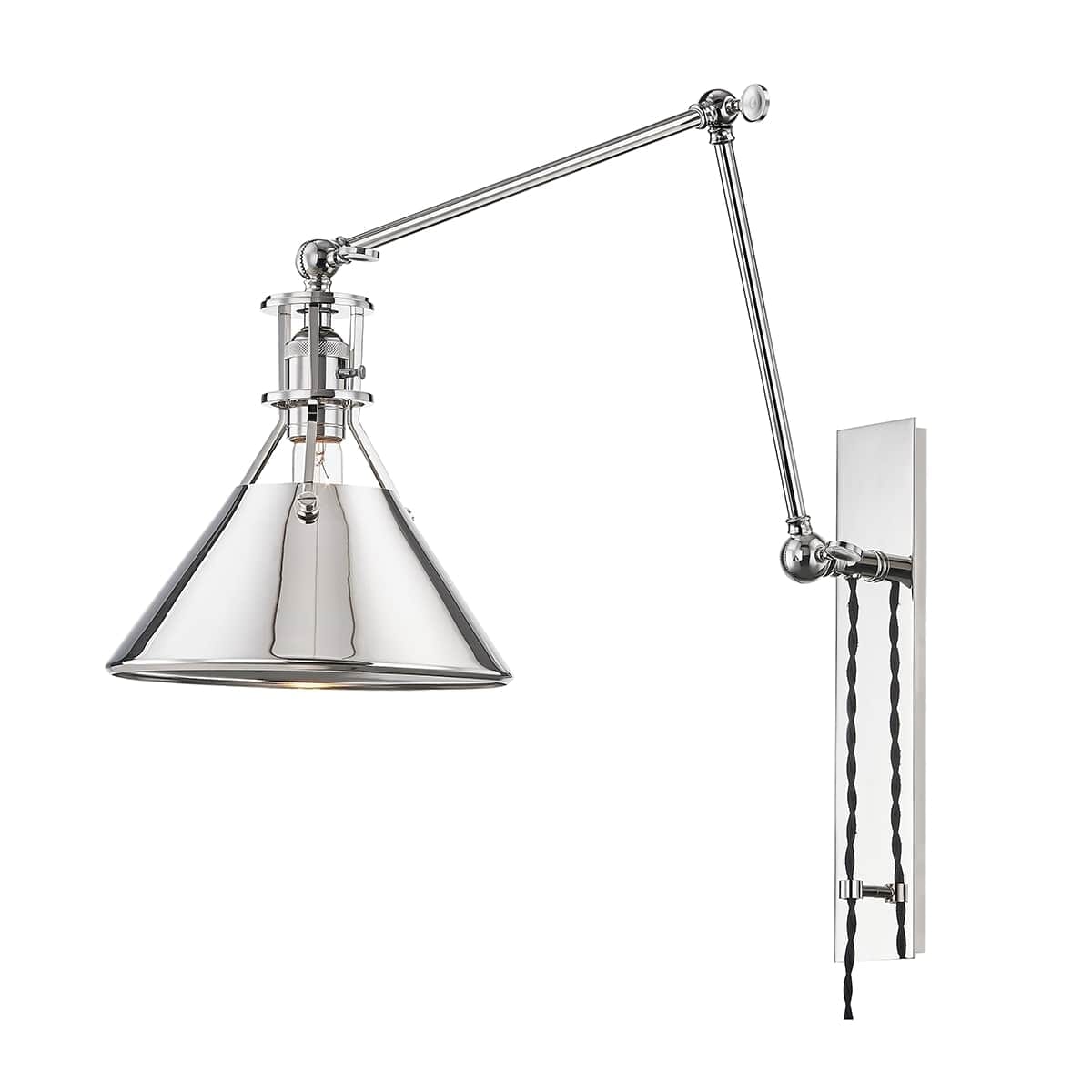 Hudson Valley Metal No.2 by Mark D. Sikes 30" Swing Arm Wall Lamp in Polished Nickel