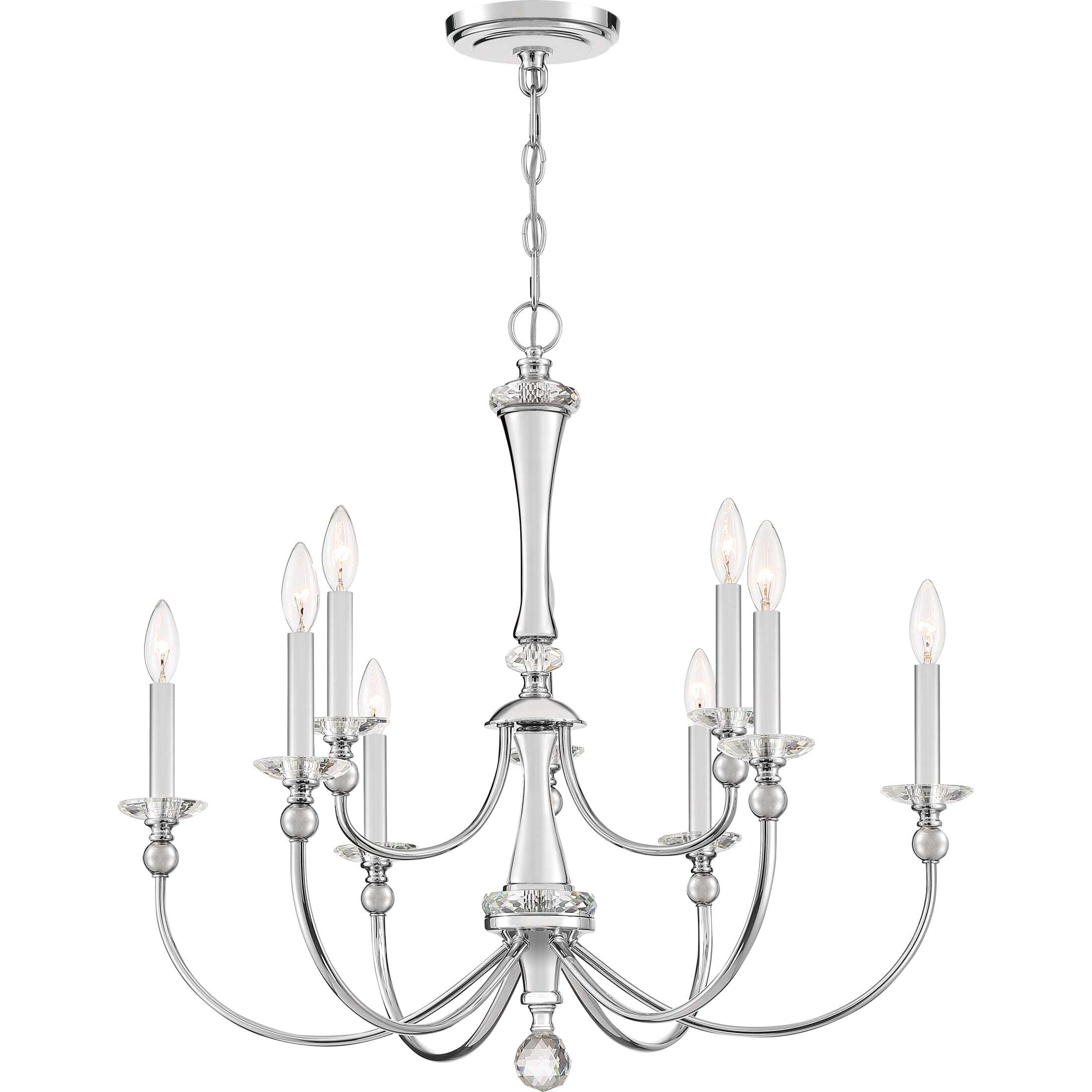 Quoizel Mila 9-Light 28" Transitional Chandelier in Polished Chrome