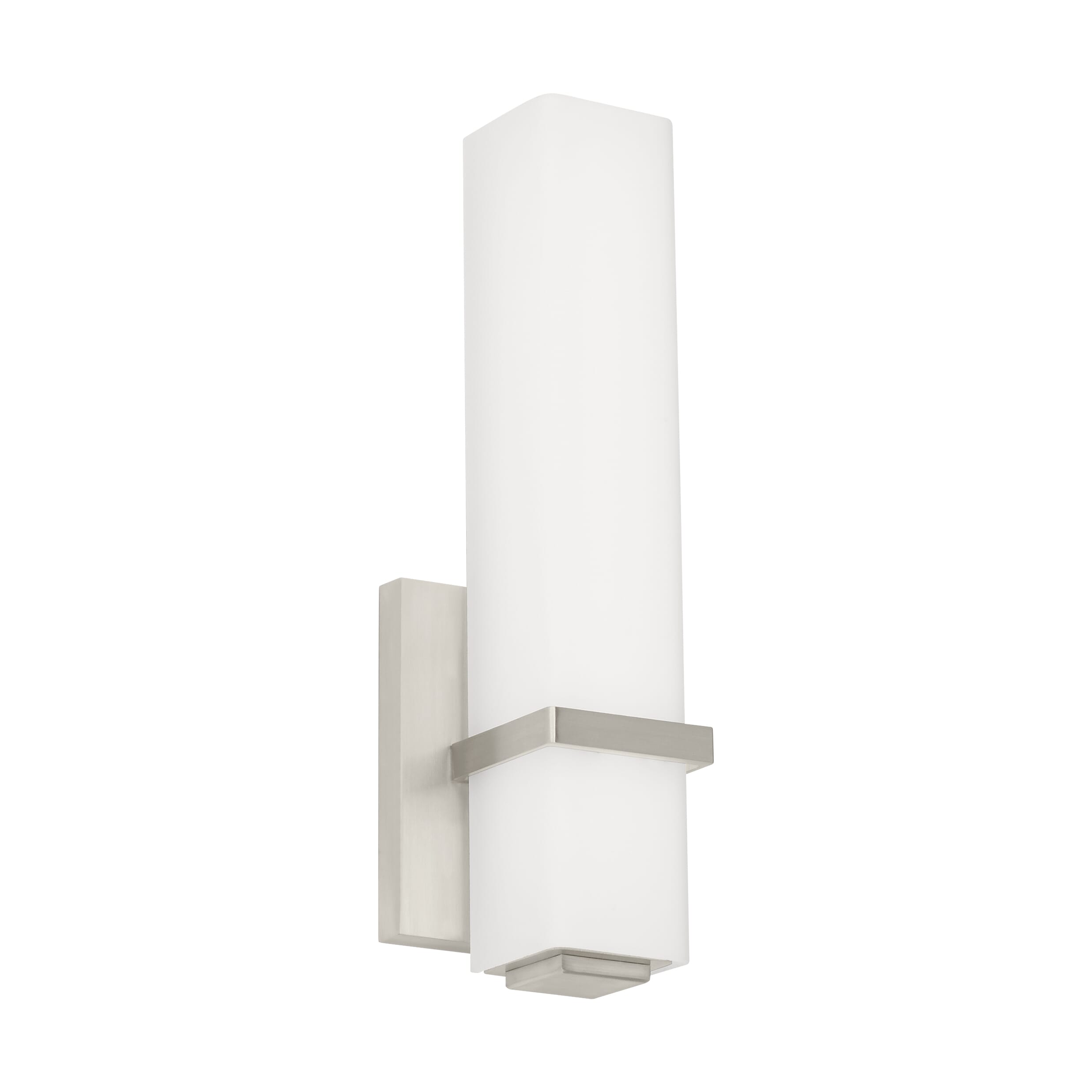 Tech Milan 3000K LED 4" Bathroom Vanity Light in Satin Nickel and White Glass