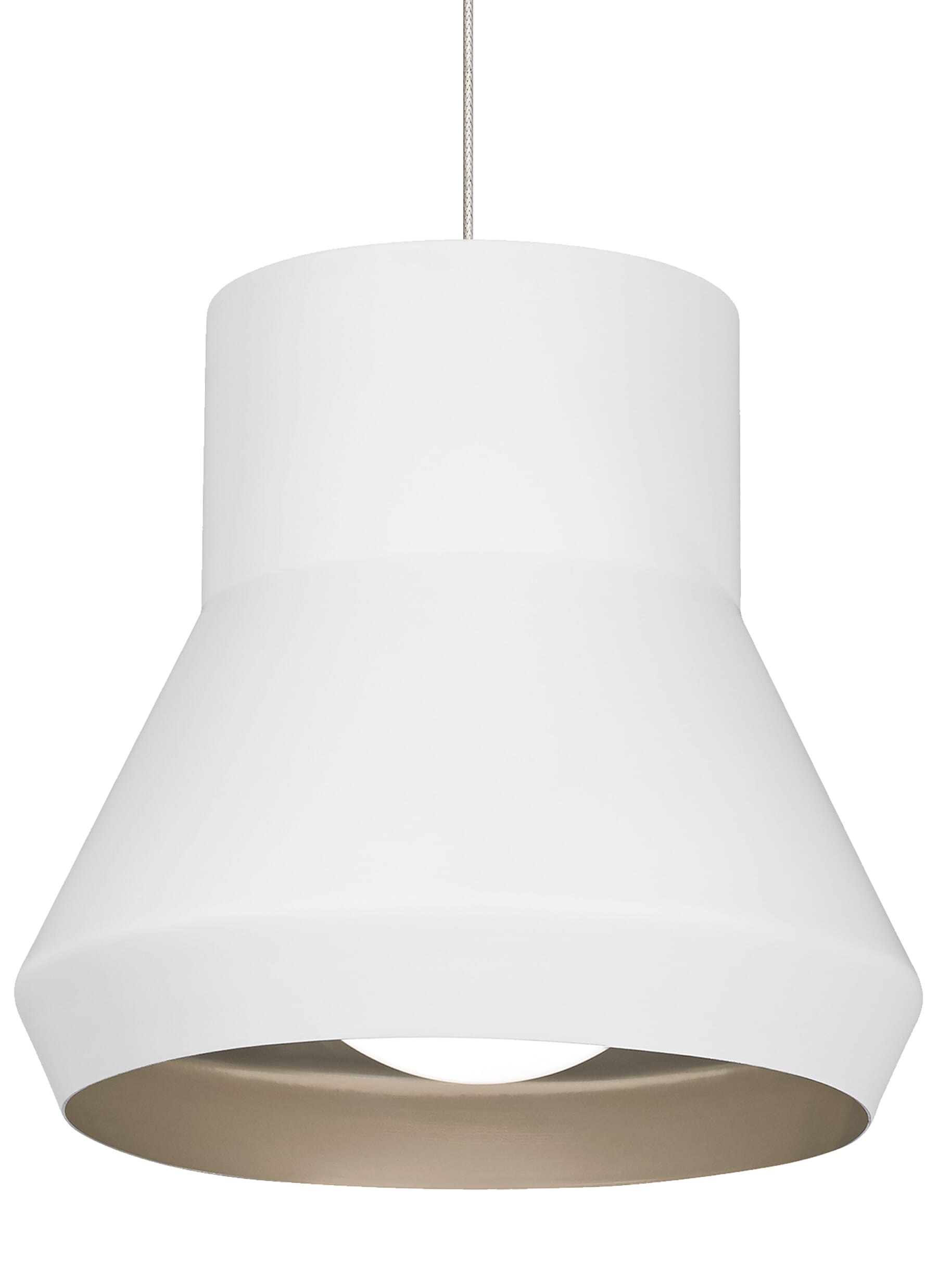 Tech Milo 13" Pendant Light in White Outside/Champagne Inside