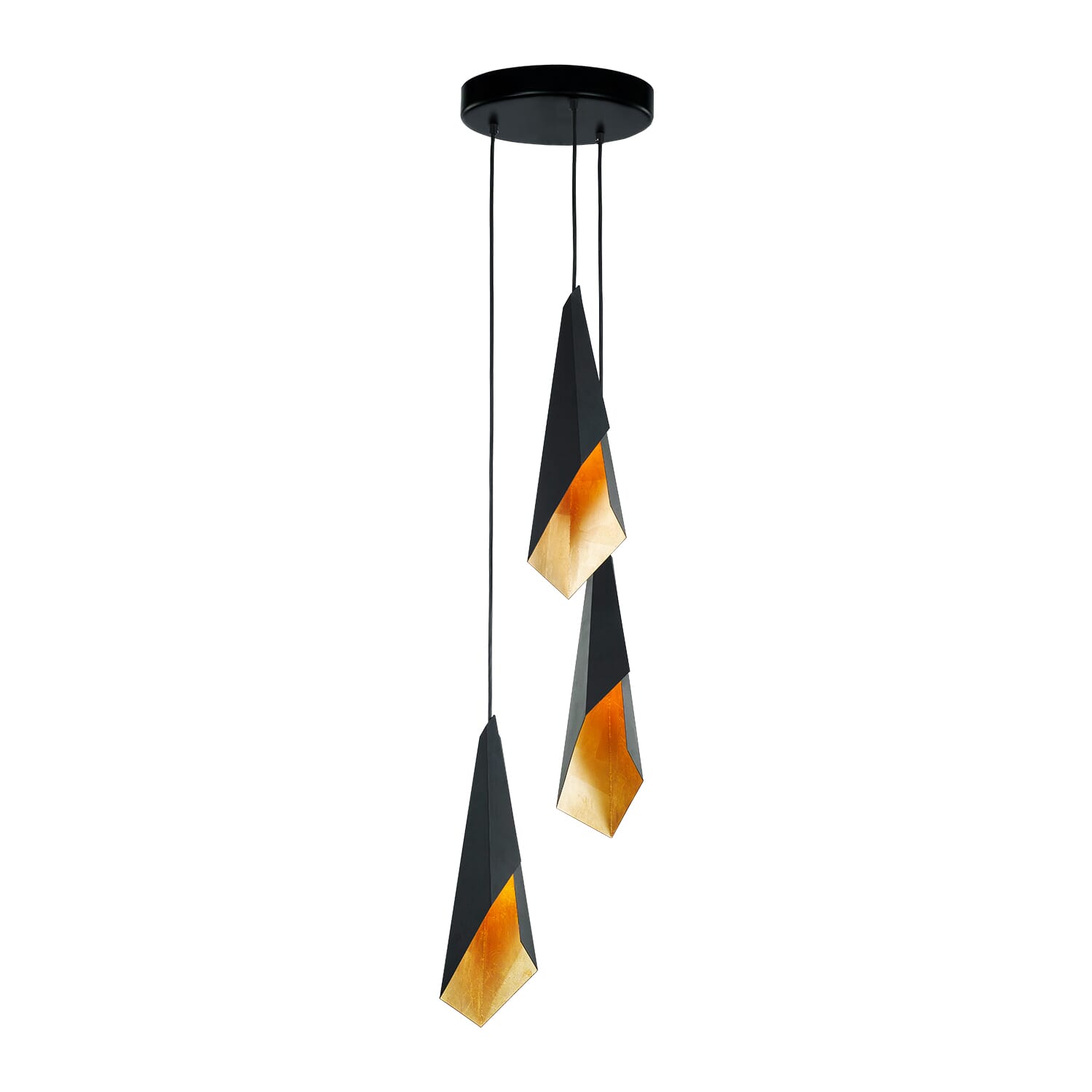 Alora Velo 3-Light Pendant Light in Matte Black And Gold Foil