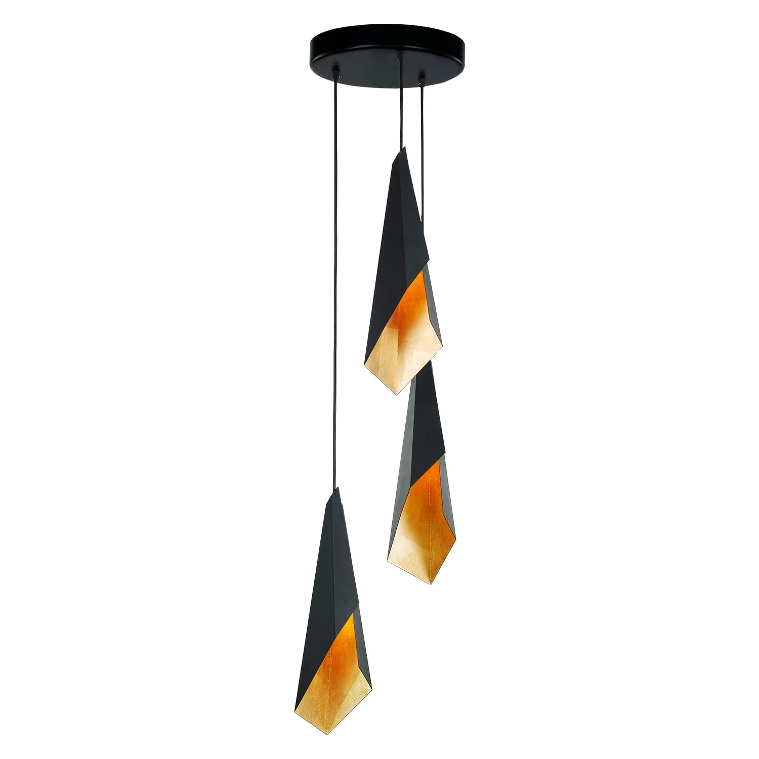 Alora Velo 3-Light Pendant Light in Matte Black And Gold Foil