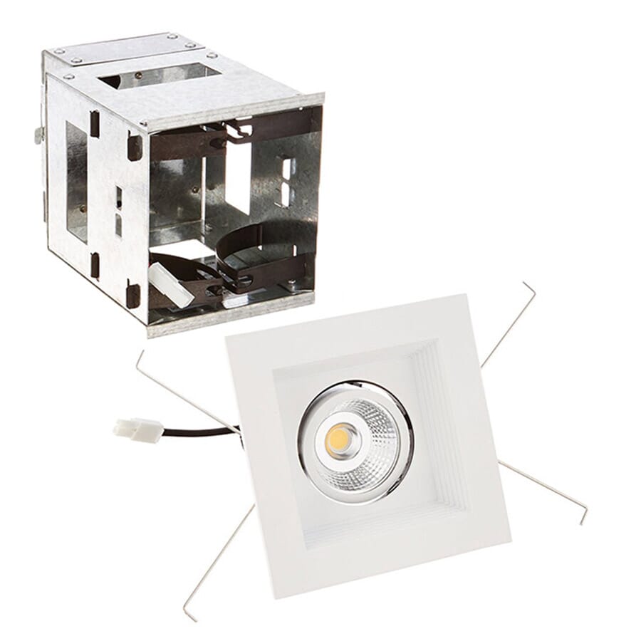 WAC Lighting 120V 1-Light Mini Multiple LED Single Light New Construction Housing with Trim and Light Engine in White