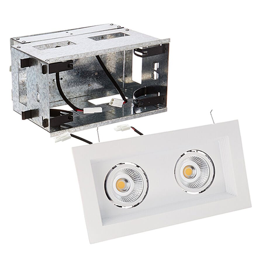 WAC Lighting 120V 2-Light Mini Multiple LED Two Light Remodel Housing with Trim and Light Engine in White