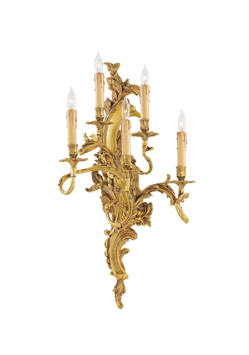 Metropolitan European 5-Lt Wall Sconce in Aged French Bold