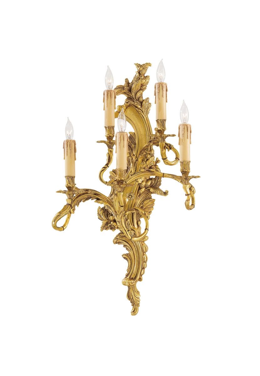 Metropolitan European 5-Lt Wall Sconce in Aged French Gold