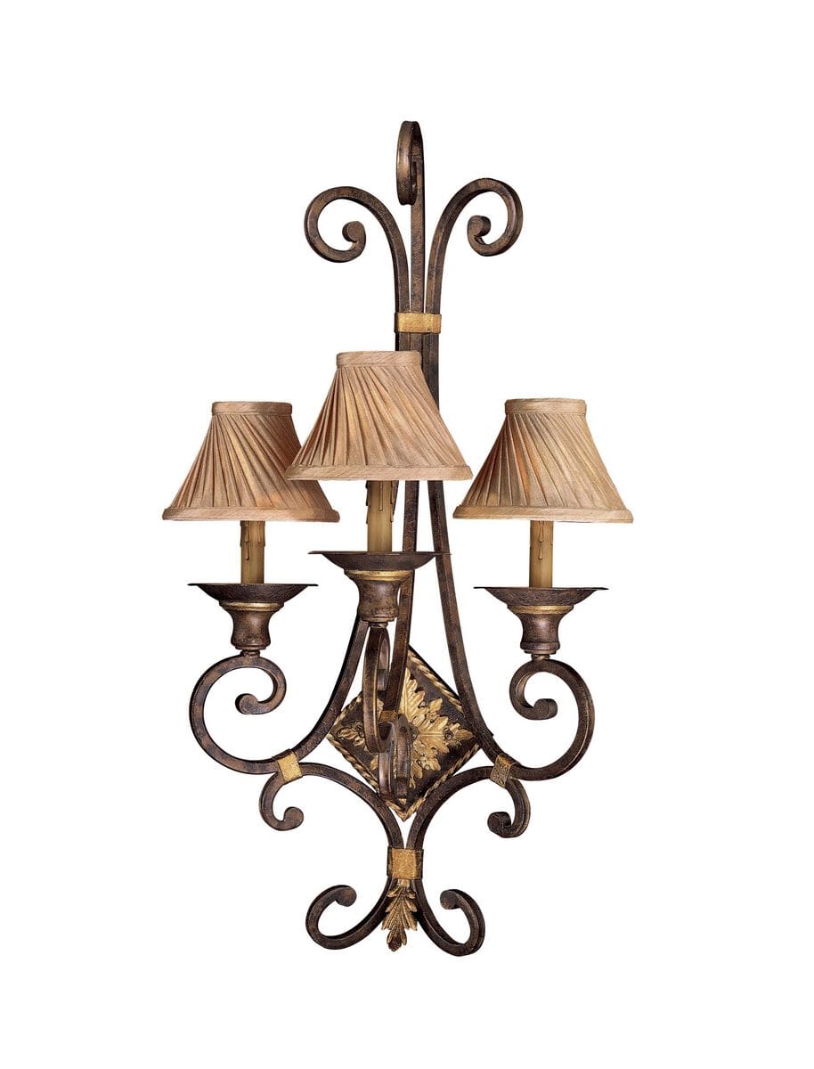 Metropolitan Zaragoza 3-Lt Wall Sconce in Golden Bronze