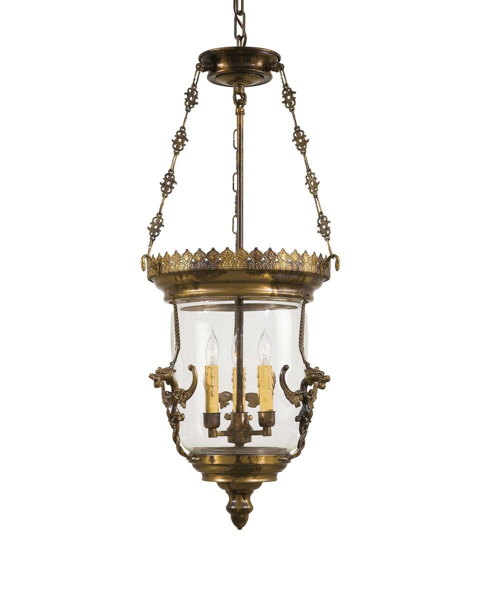 Metropolitan European 3-Lt Foyer Pendant in Antique Bronze