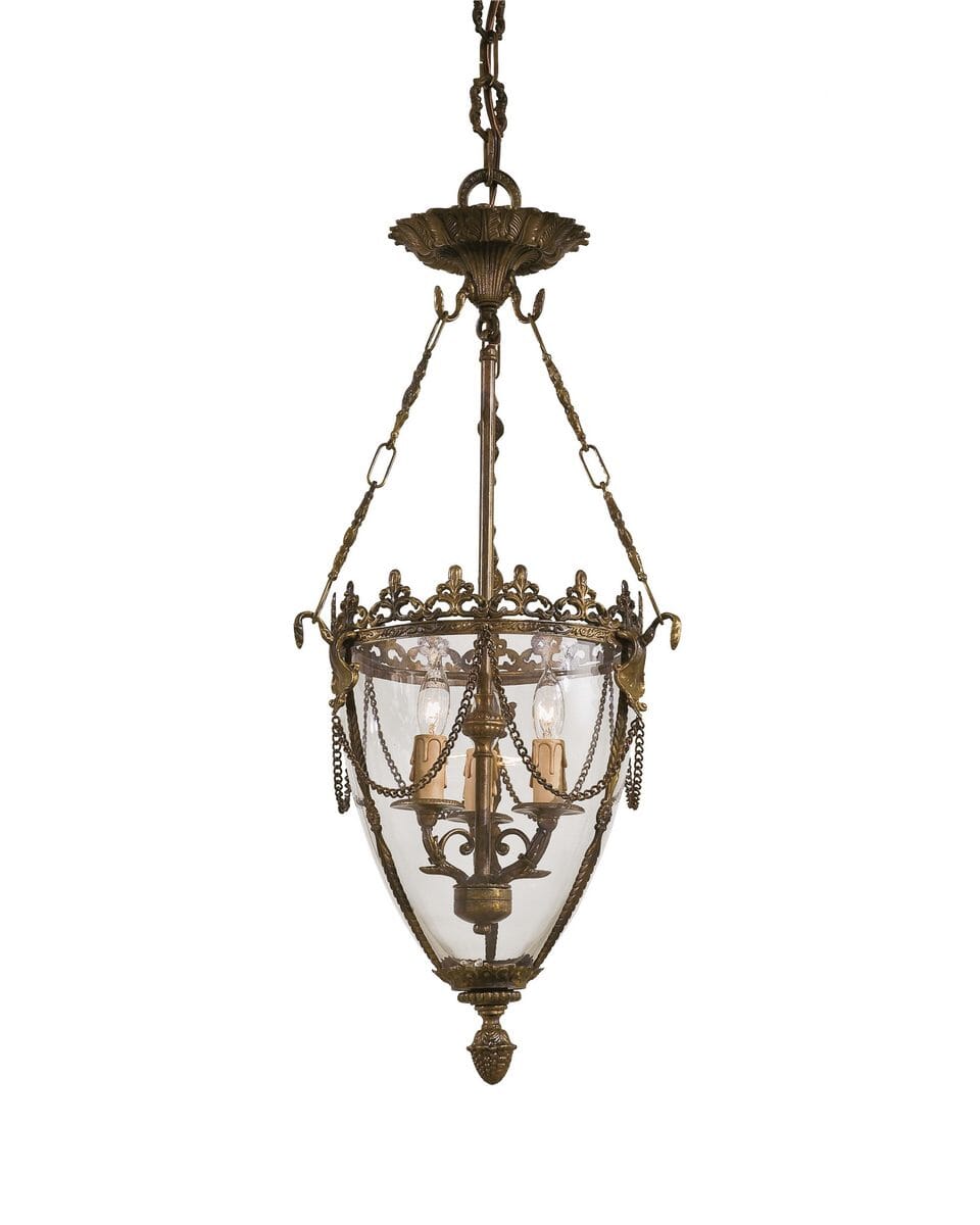 Metropolitan European 3-Lt Foyer Pendant in Antique Bronze