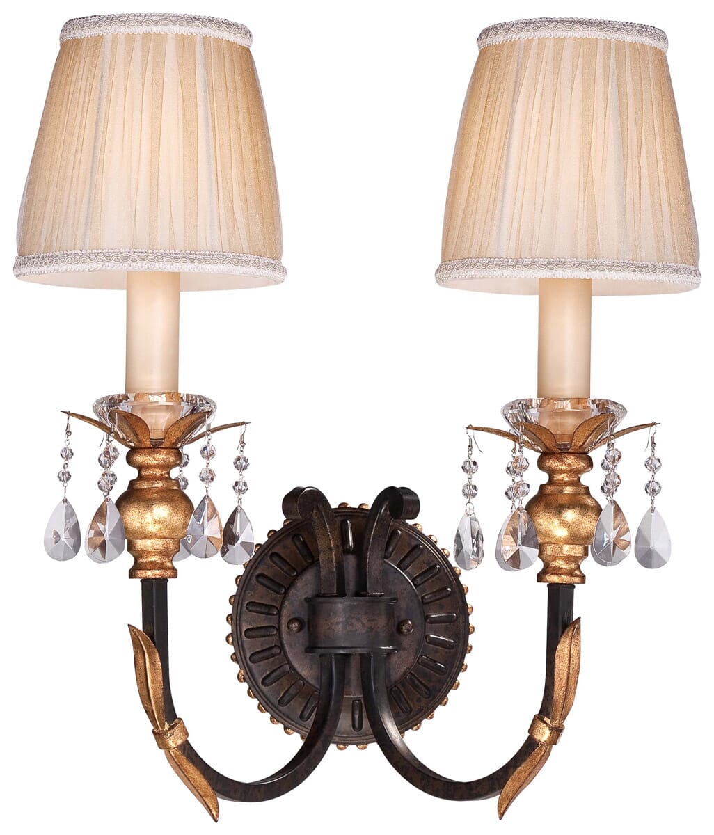 Metropolitan Bella Cristallo 18.75" 2-Light Wall Sconce in French Bronze