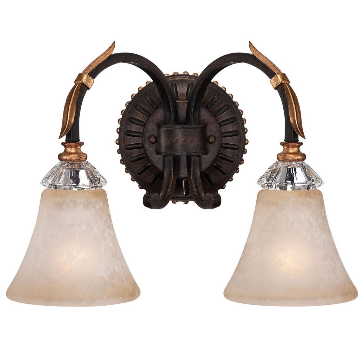 Metropolitan Bella Cristallo 15.5" 2-Light Bathroom Vanity Light in French Bronze