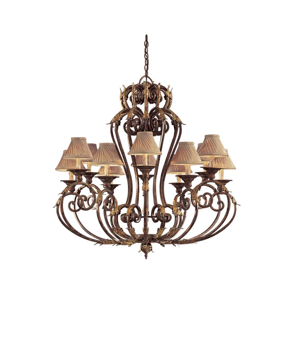 Metropolitan Zaragoza 12-Lt Chandelier in Golden Bronze