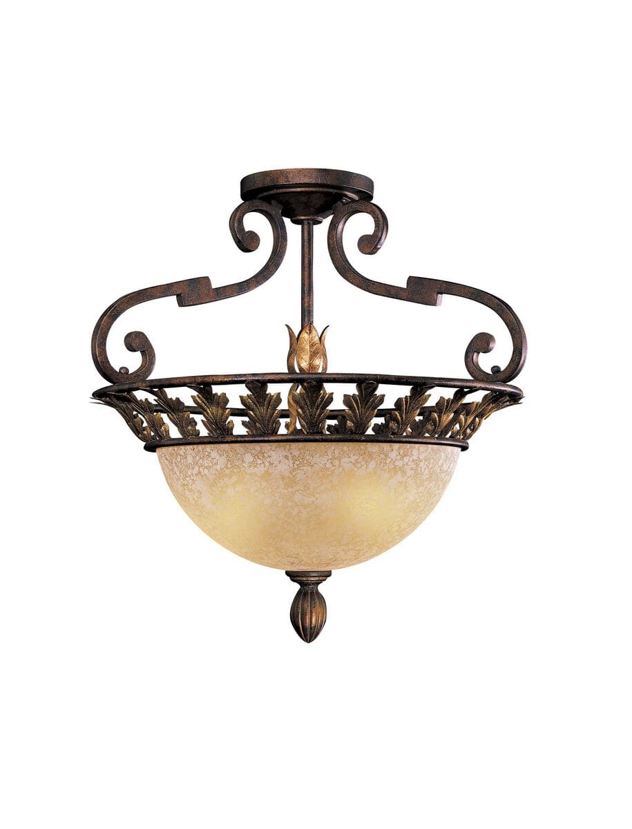 Metropolitan Zaragoza 3-Lt Semi-Flush in Golden Bronze