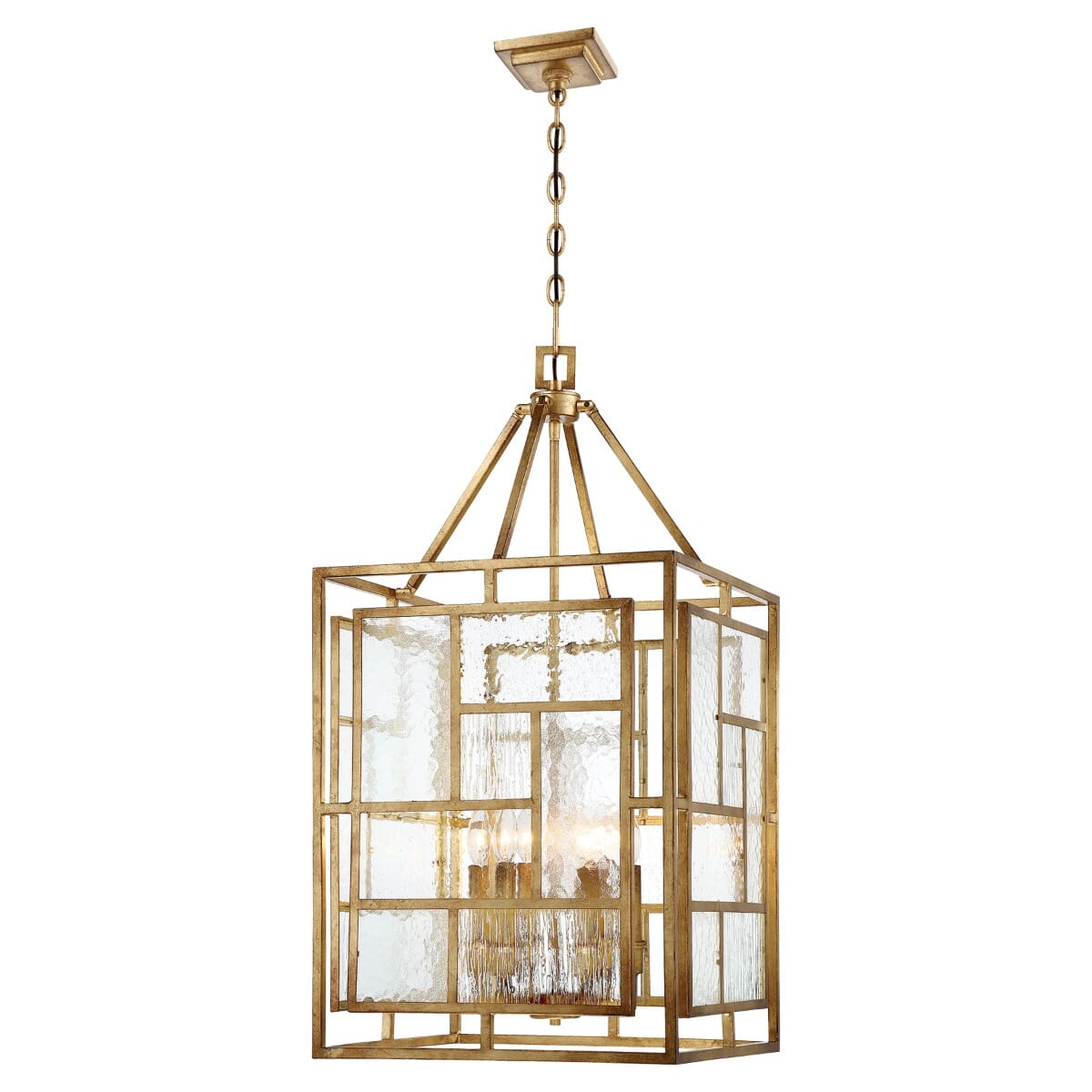 Metropolitan Edgemont Park Textured Glass Pendant Light in Pandora Gold Leaf