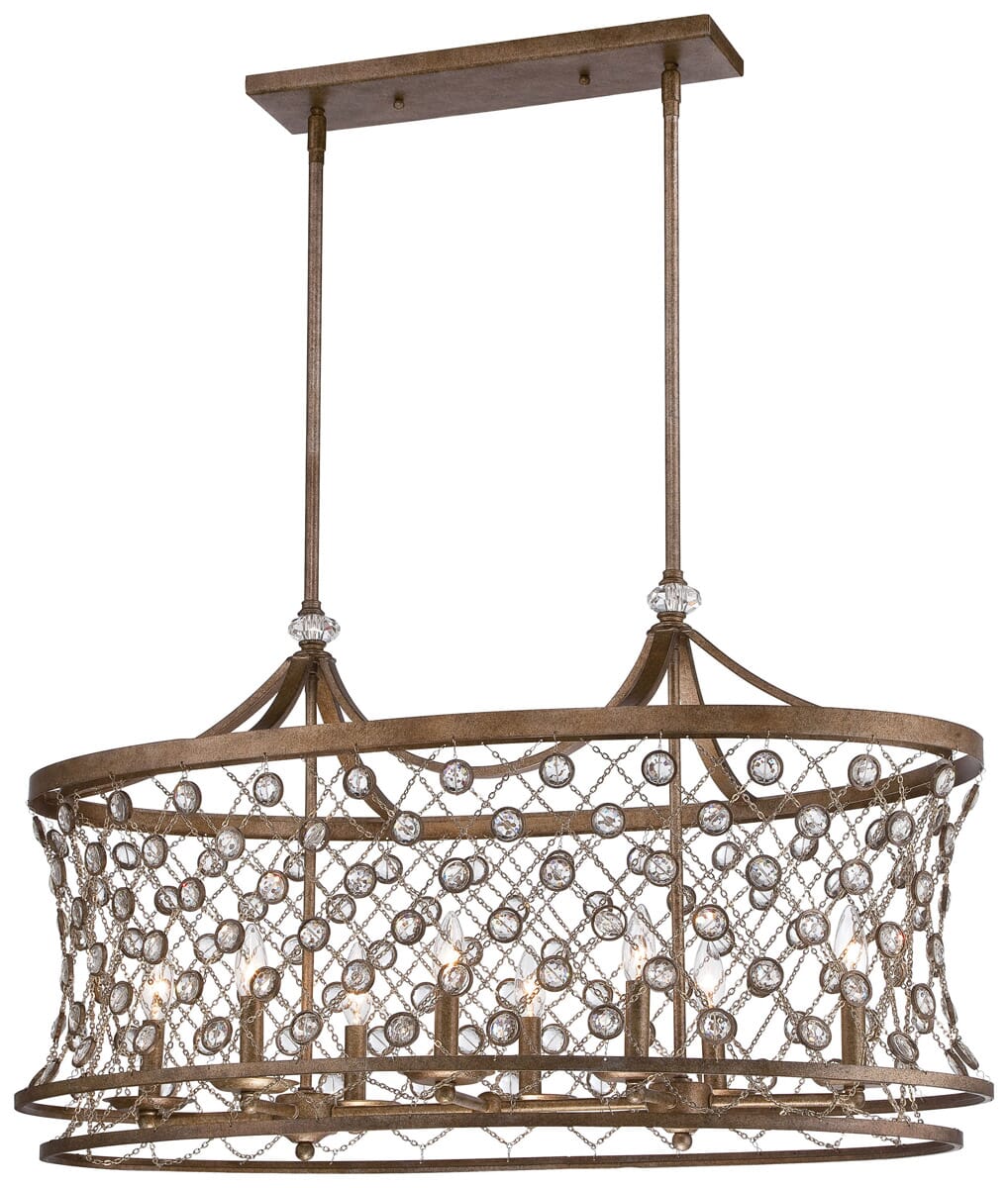 Metropolitan Vel Catena 38" 8-Light Island Pendant in Arcadian Gold