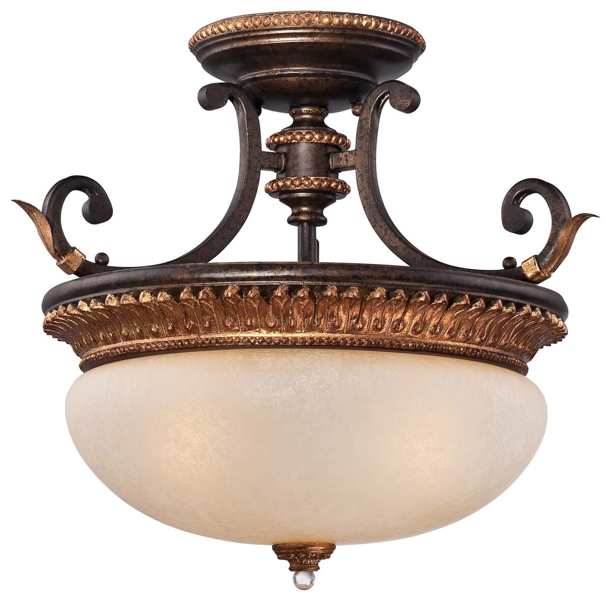 Metropolitan Bella Cristallo 3-Light Semi-Flush Mount in French Bronze