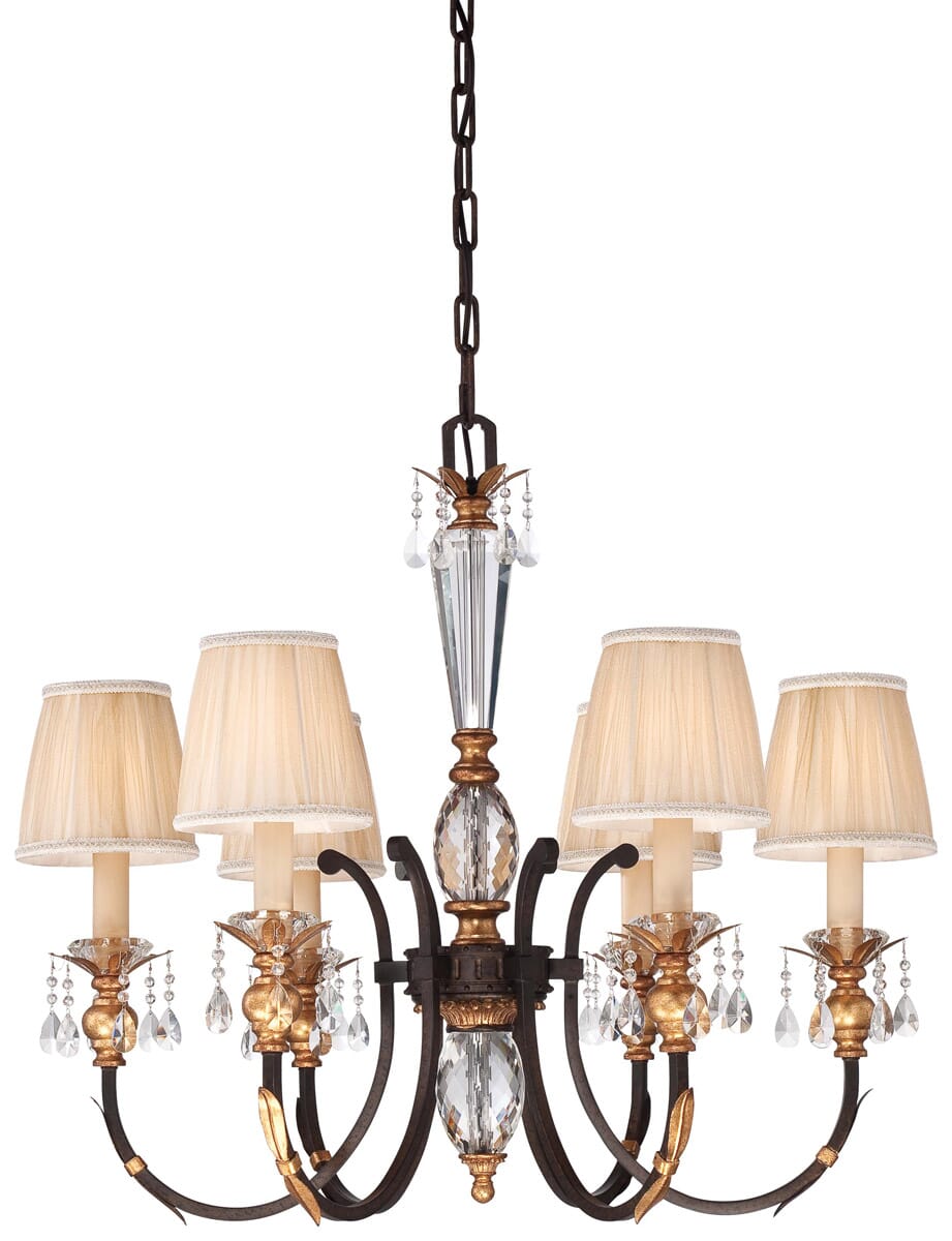 Metropolitan Bella Cristallo 31.75" 6-Light Chandelier in French Bronze