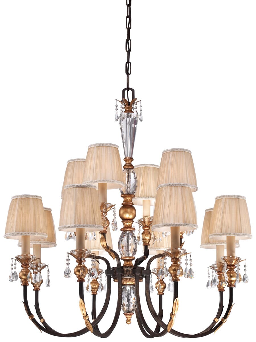 Metropolitan Bella Cristallo 38.25" 12-Light Chandelier in French Bronze