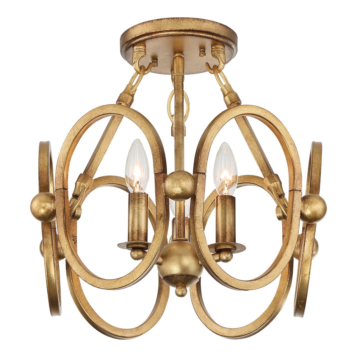 Metropolitan Clairpointe Semi-Flush Ceiling Light in Pandora Gold Leaf