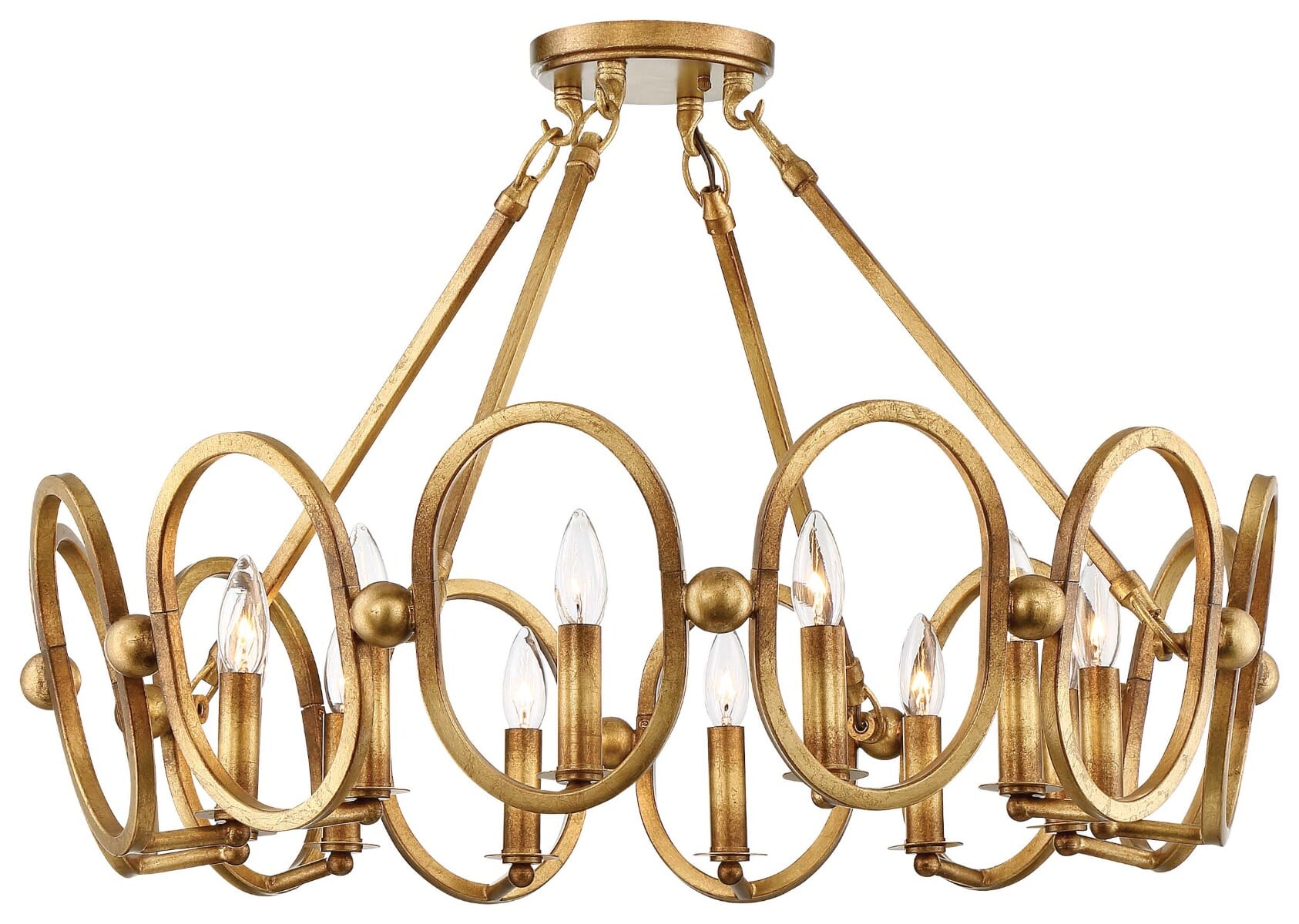 Metropolitan Clairpointe 12-Light 30" Ceiling Light in Pandora Gold Leaf