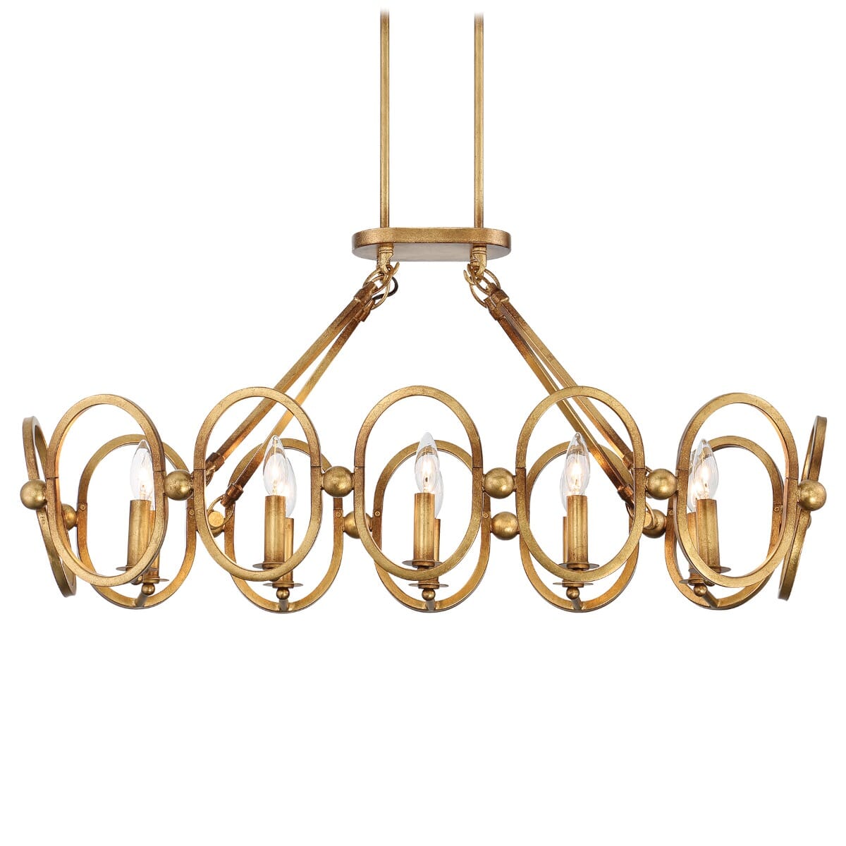 Metropolitan Clairpointe 10-Light Island Pendant in Pandora Gold Leaf